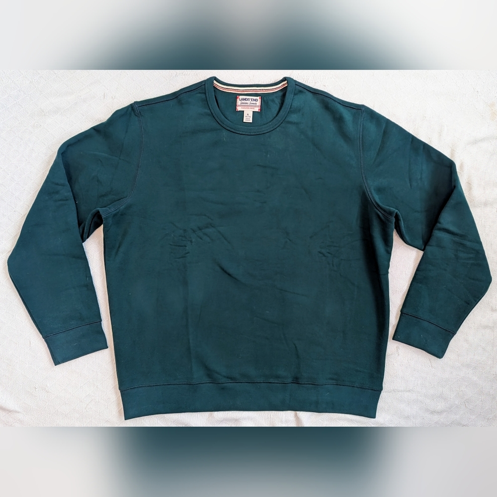 Lands' End Serious Sweats - Men's Sweater - Green - Size: Xl